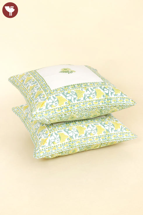 20s Cotton Cushion Cover in Floral Block Print