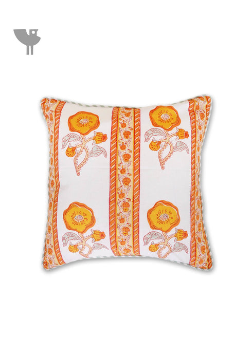 20s Cotton Cushion Cover in Floral Block Print