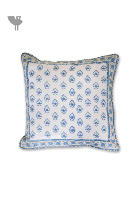 20s Cotton Cushion Cover in Floral Block Print