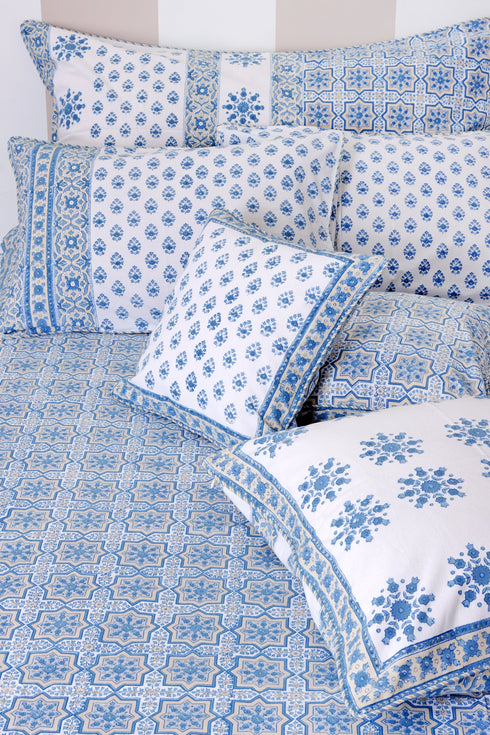 20s Cotton Cushion Cover in Floral Block Print