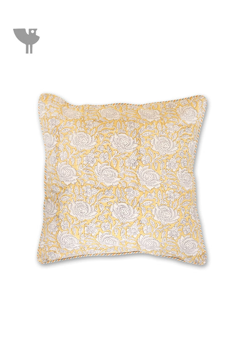 20s Cotton Cushion Cover in Block Print with Piping