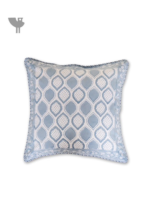 20s Cotton Cushion Cover in Block Print with Piping