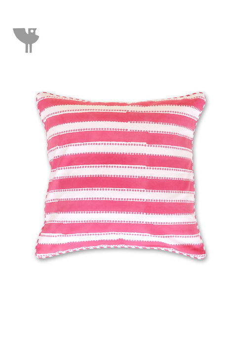 20s Cotton Cushion Cover in Block Print with Piping