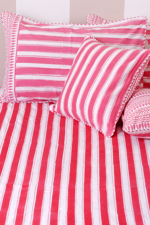 20s Cotton Cushion Cover in Block Print with Piping