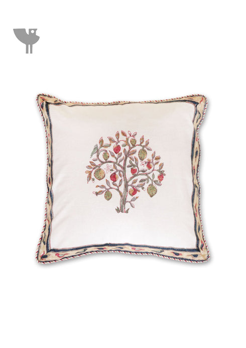 20s Cotton Cushion Cover in Block Print with Piping