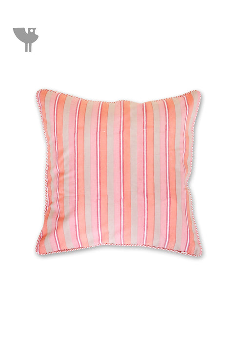 20s Cotton Cushion Cover in Block Print with Piping