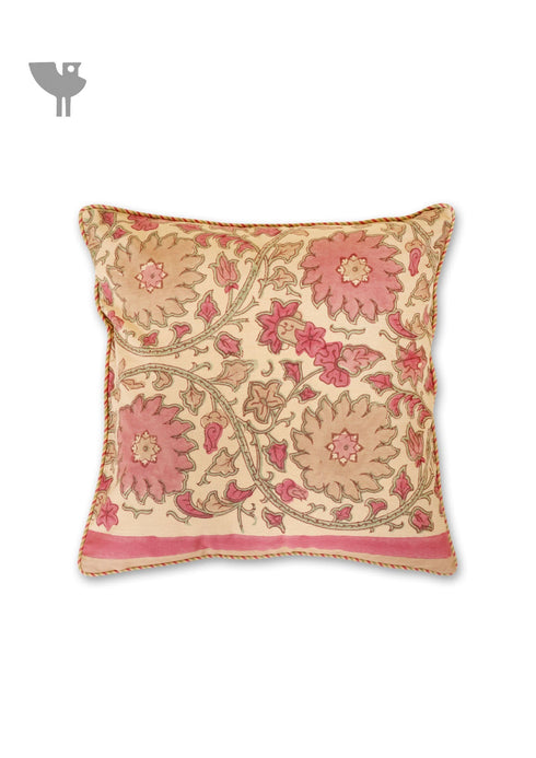 20s Cotton Cushion Cover in Block Print with Piping