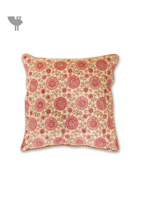 20s Cotton Cushion Cover in Block Print with Piping