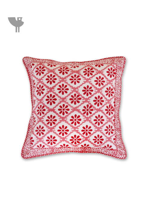 20s Cotton Cushion Cover in Block Print with Piping