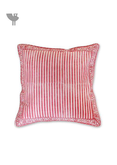 20s Cotton Cushion Cover in Block Print with Piping