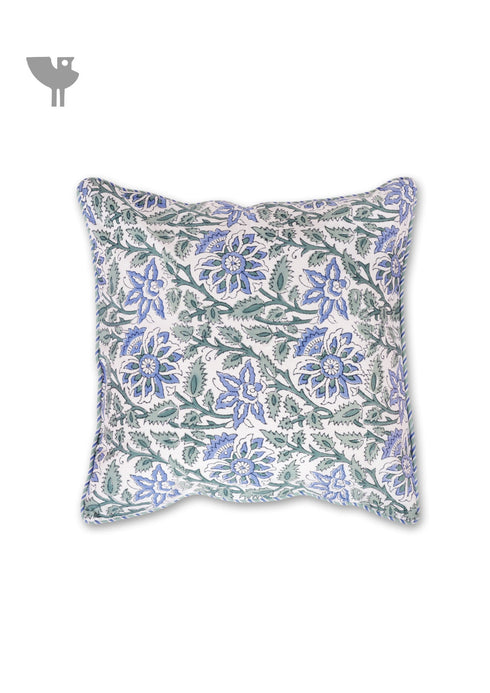 20s Cotton Cushion Cover in Floral Block Print
