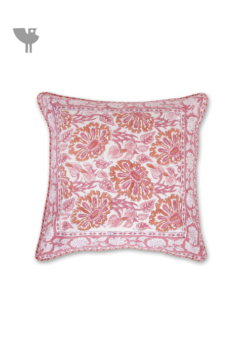 20s Cotton Cushion Cover in Floral Block Print