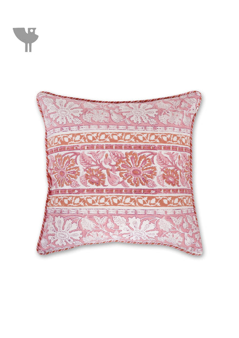 20s Cotton Cushion Cover in Floral Block Print