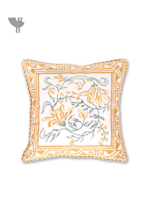 20s Cotton Cushion Cover in Floral Block Print