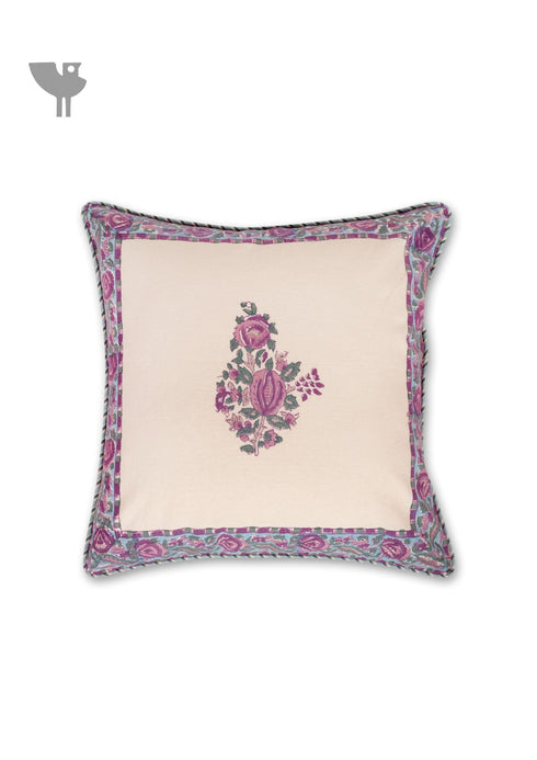 20s Cotton Cushion Cover in Floral Block Print