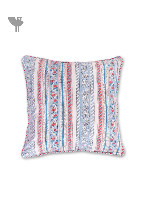 20s Cotton Cushion Cover in Floral Block Print