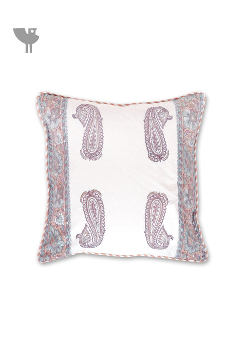 20s Cotton Cushion Cover in Block Print with Piping
