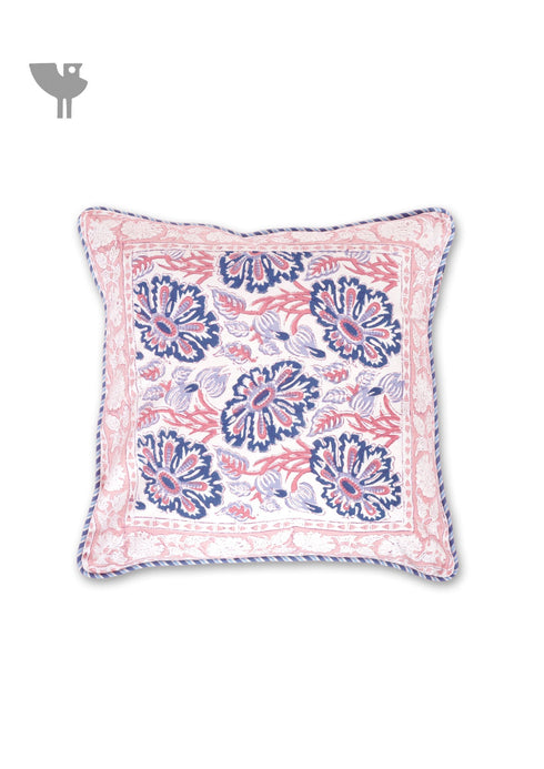 20s Cotton Cushion Cover in Floral Block Print