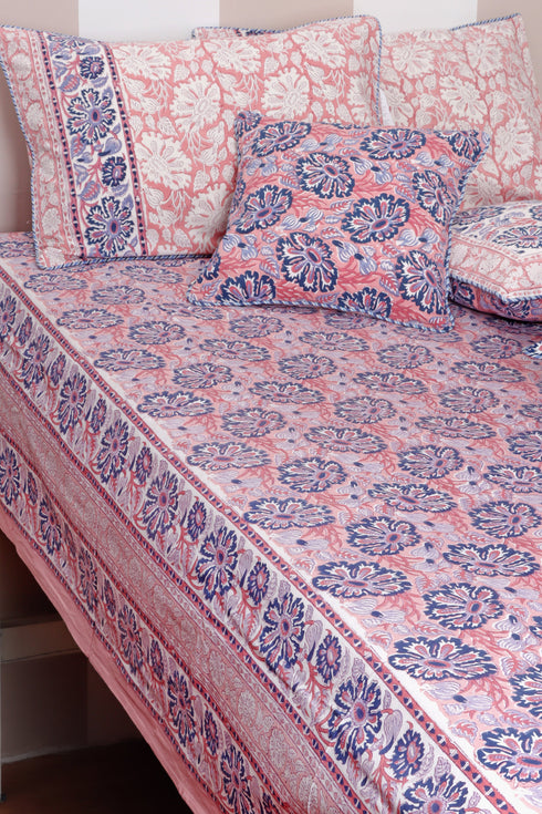 20s Cotton Cushion Cover in Floral Block Print