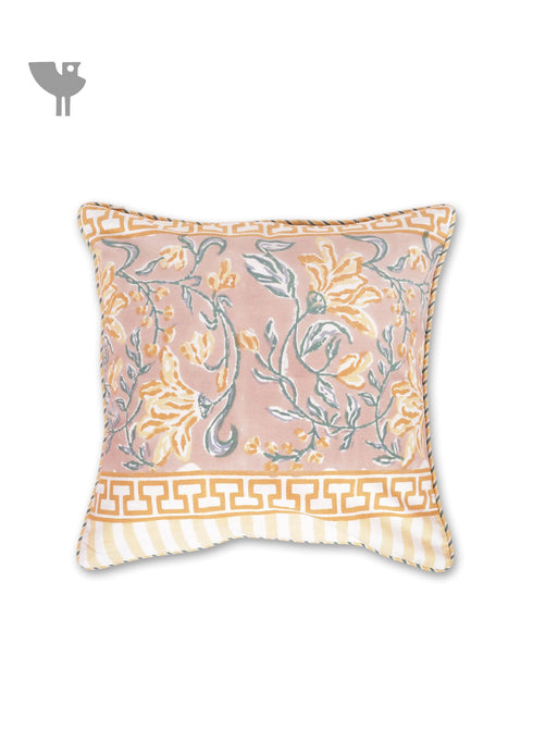 20s Cotton Cushion Cover in Floral Block Print