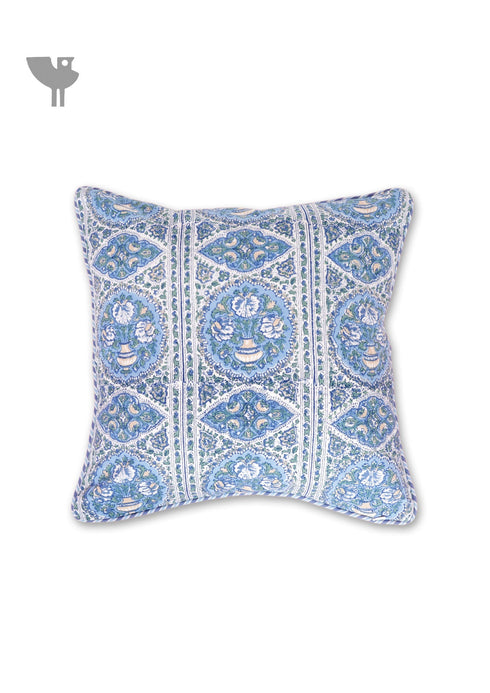 20s Cotton Cushion Cover in Block Print with Piping