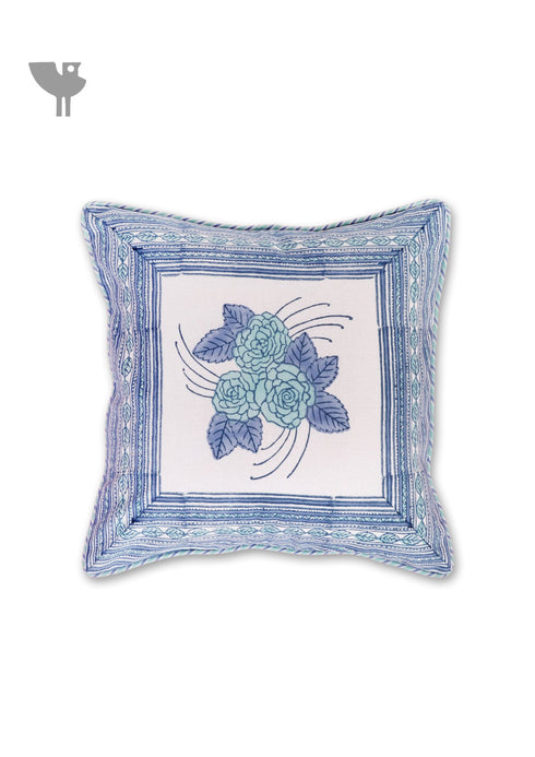 20s Cotton Cushion Cover in Floral Block Print