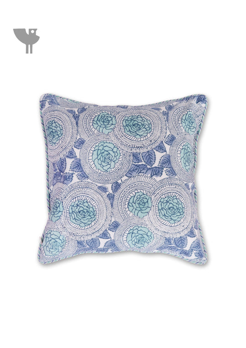 20s Cotton Cushion Cover in Floral Block Print