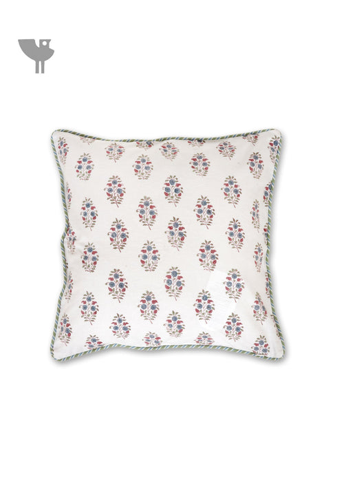 20s Cotton Cushion Cover In Floral Block Print