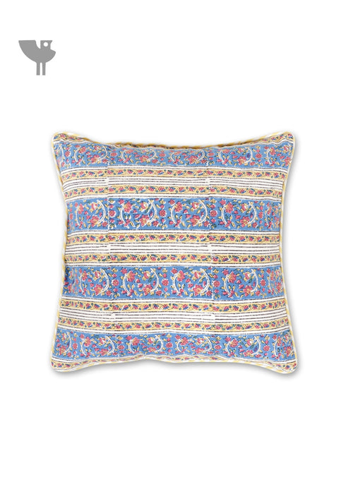 20s Cotton Cushion Cover in Floral Block Print