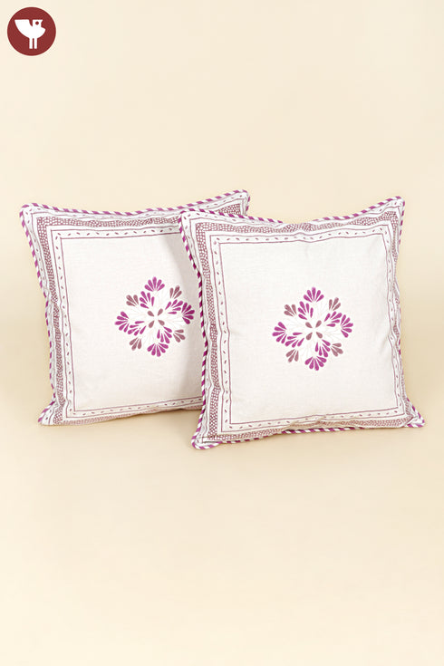 20s Cotton Cushion Cover in Floral Block Print