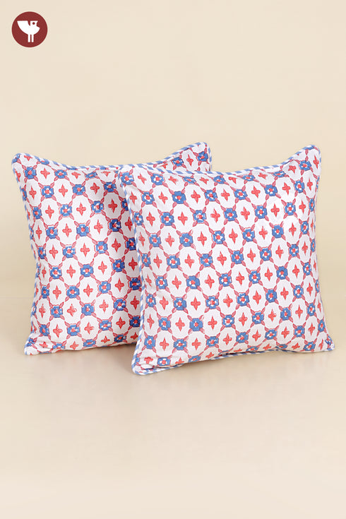 20s Cotton Cushion Cover in Geometric Block Print