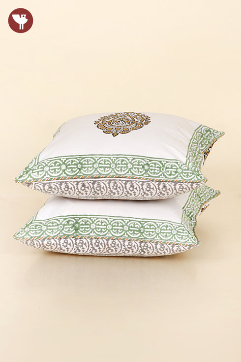 20s Cotton Cushion Cover in Geometric Block Print