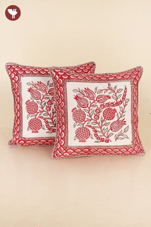 20s Cotton Cushion Cover in Floral Block Print