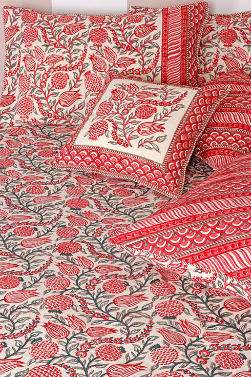 20s Cotton Cushion Cover in Floral Block Print