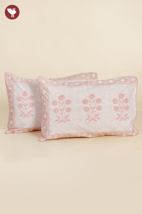 40s Cotton Pillow Cover in Floral Block Print