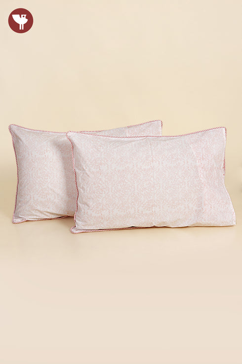 40s Cotton Pillow Cover in Floral Block Print
