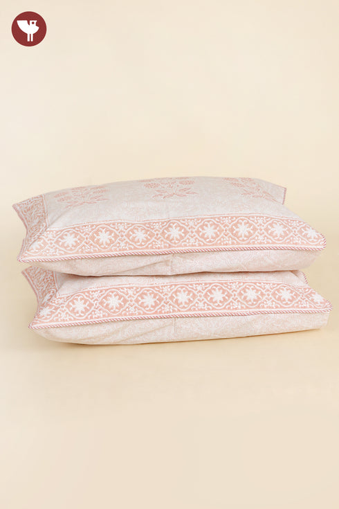40s Cotton Pillow Cover in Floral Block Print