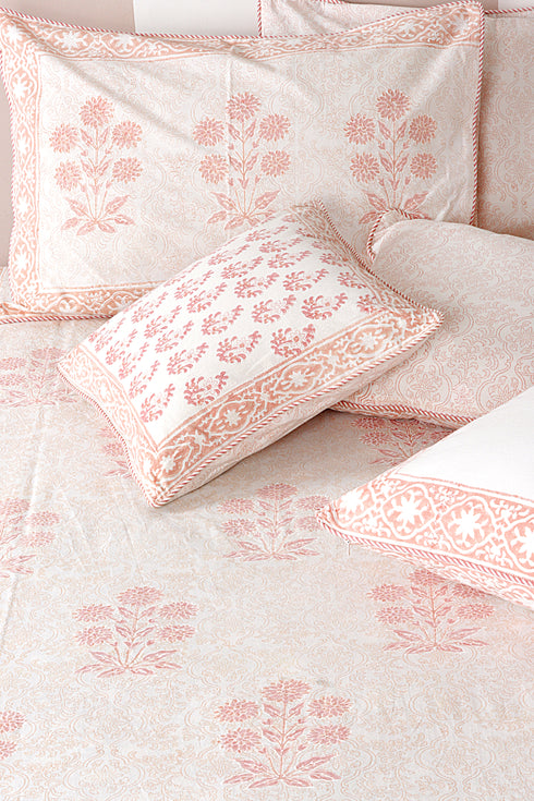 40s Cotton Pillow Cover in Floral Block Print