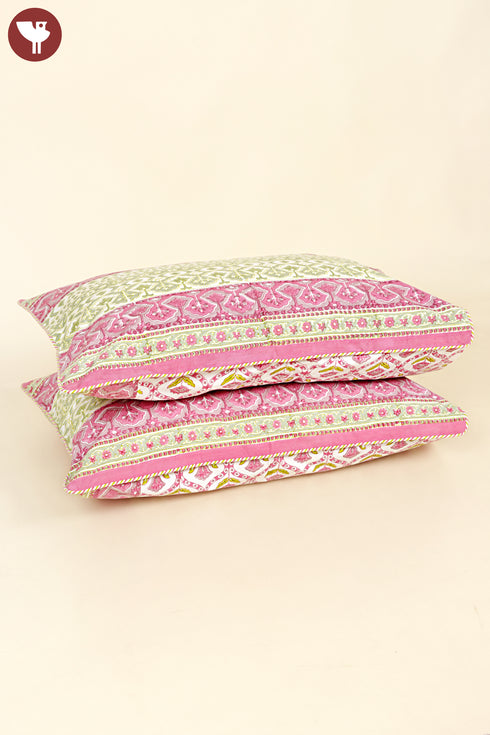 40s Cotton Pillow Cover In Geometric Block Print