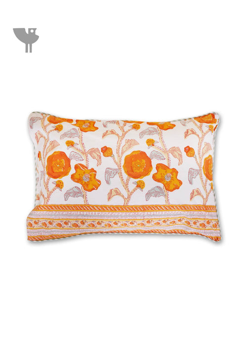 40s Cotton Pillow Cover in Floral Block Print