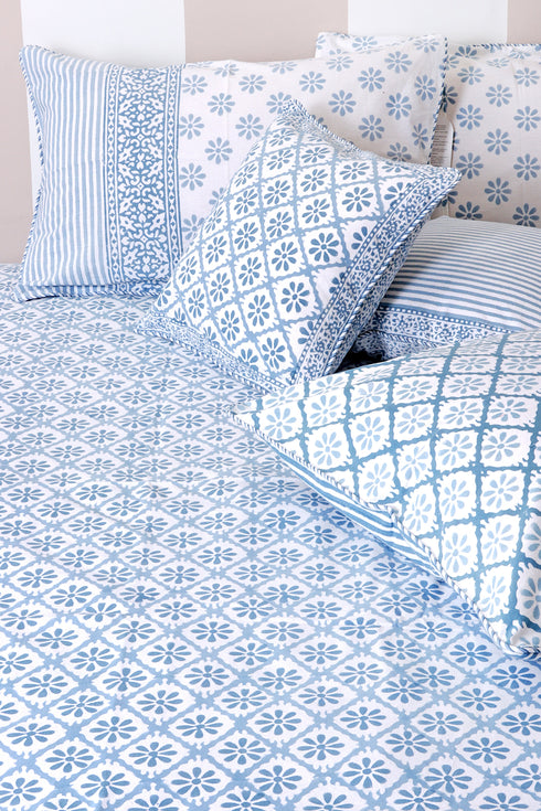 40s Cotton Pillow Cover in Block Print