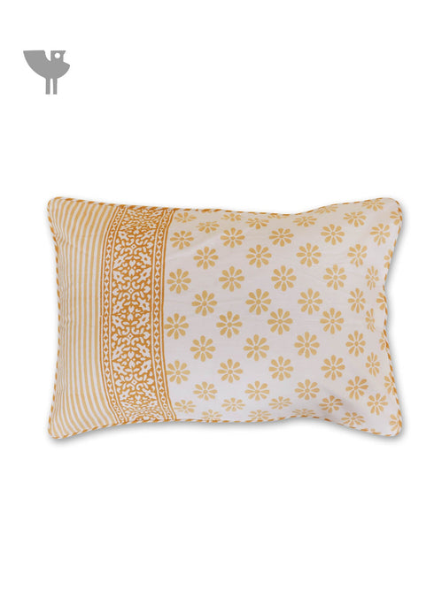 40s Cotton Pillow Cover in Block Print