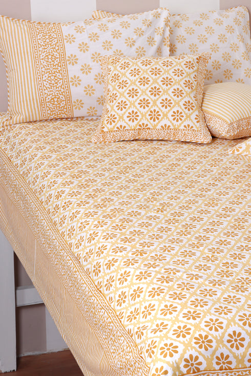 40s Cotton Pillow Cover in Block Print