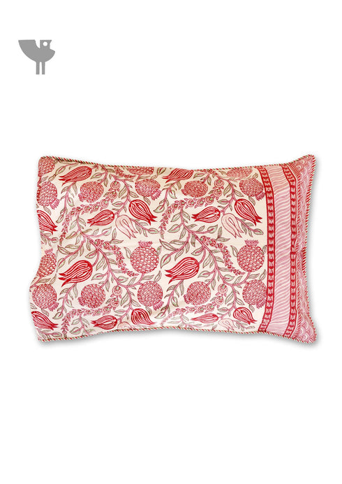 40s Cotton Pillow Cover in Block Print