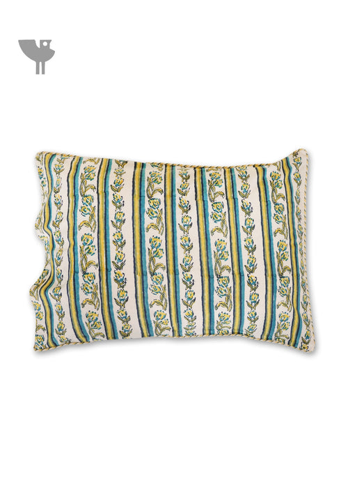 20’s Cotton Pillow Cover In Floral Block Print