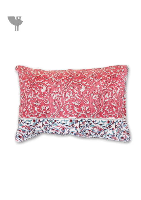 40s Cotton Pillow Cover in Floral Block Print