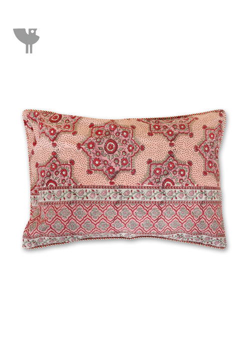 40s Cotton Pillow Cover in Block Print