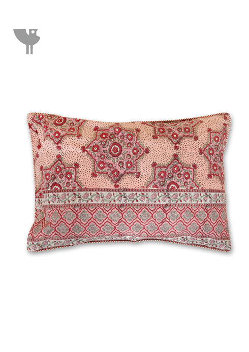 40s Cotton Pillow Cover in Block Print