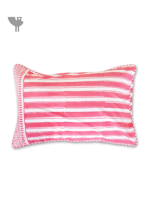 40s Cotton Pillow Cover in Block Print