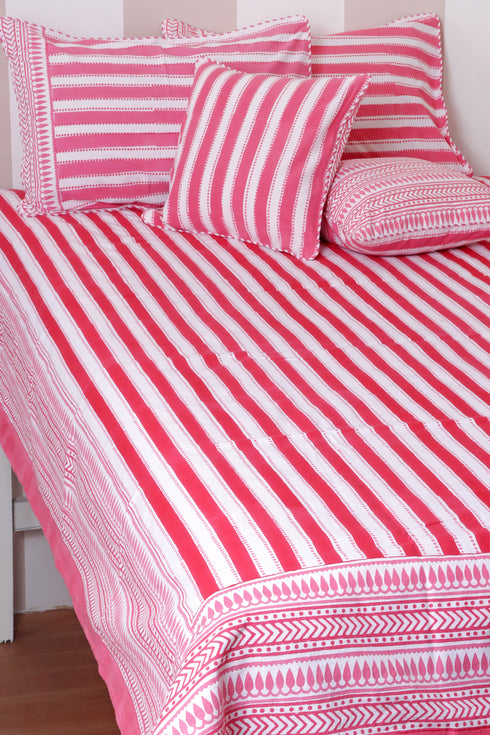 40s Cotton Pillow Cover in Block Print